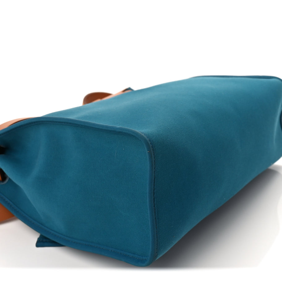 Hermes Toile Officier Vache Hunter Herbag Zip PM 31 Bleu Izmir Fauve Image 8