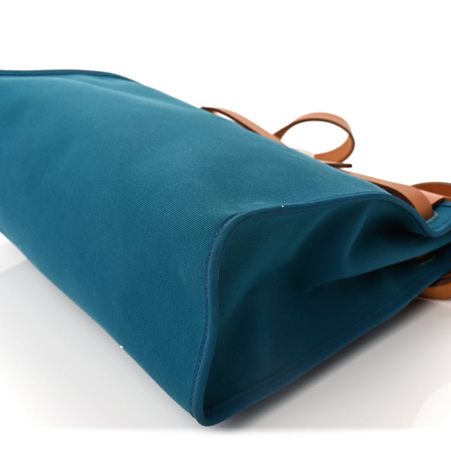 Hermes Toile Officier Vache Hunter Herbag Zip PM 31 Bleu Izmir Fauve Image 9