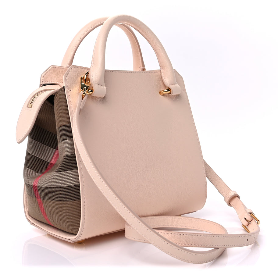 Burberry Calfskin Mega Check Mini Banwell Tote Pale Cameo Image 2