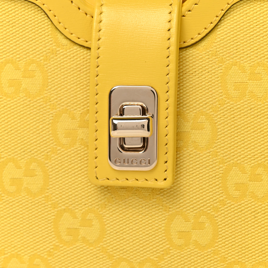 Gucci Calfskin Monogram Mini Moon Side Shoulder Bag Yellow Image 8