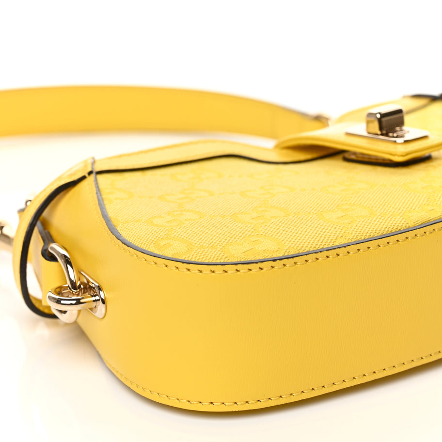 Gucci Calfskin Monogram Mini Moon Side Shoulder Bag Yellow Image 9
