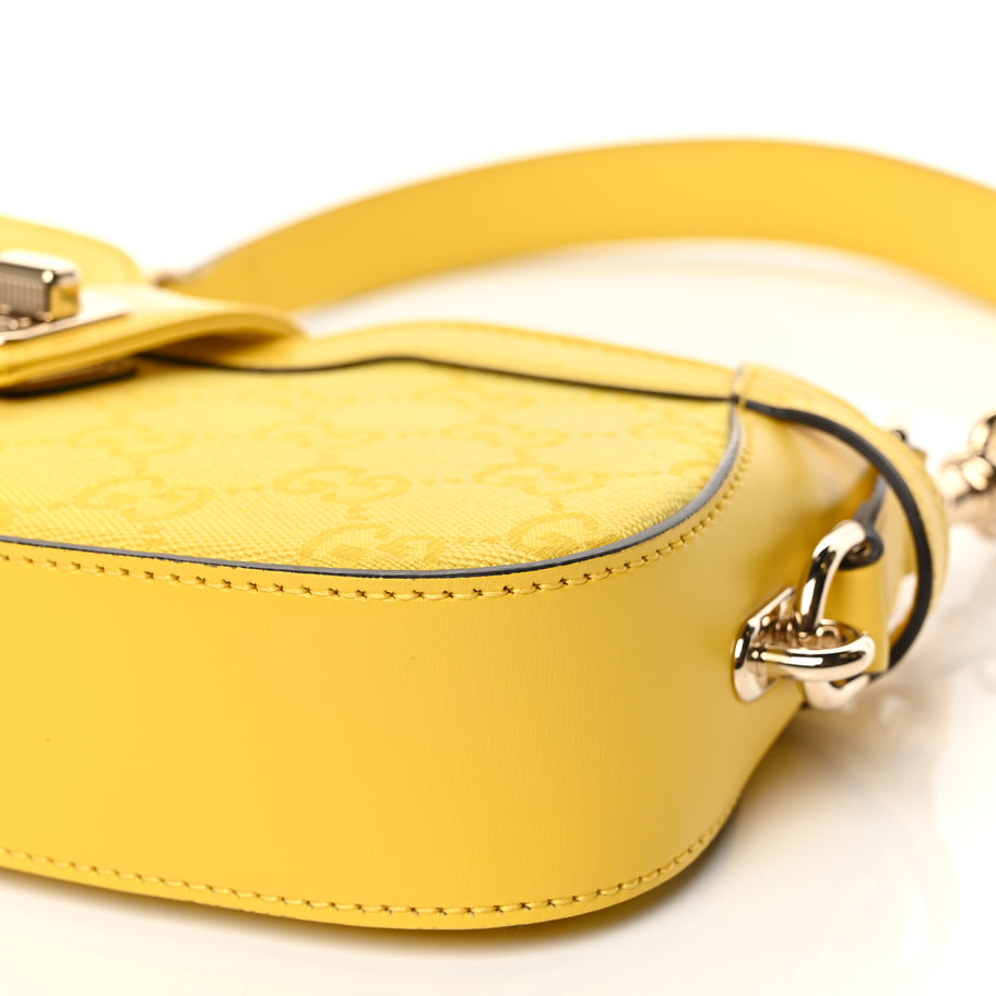 Gucci Calfskin Monogram Mini Moon Side Shoulder Bag Yellow Image 10