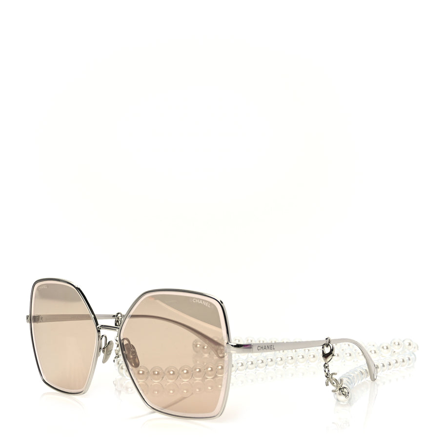 Chanel Butterfly Removable Pearl Chain Sunglasses 4262 Silver Image 1