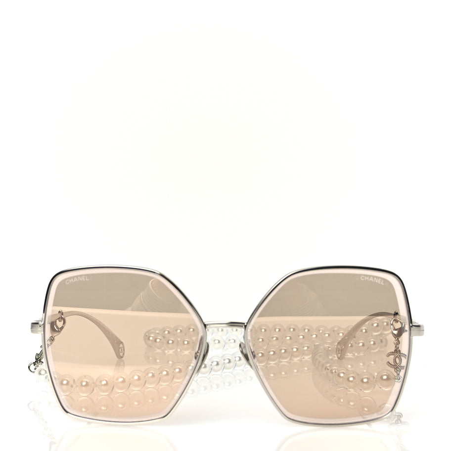 Chanel Butterfly Removable Pearl Chain Sunglasses 4262 Silver Image 2