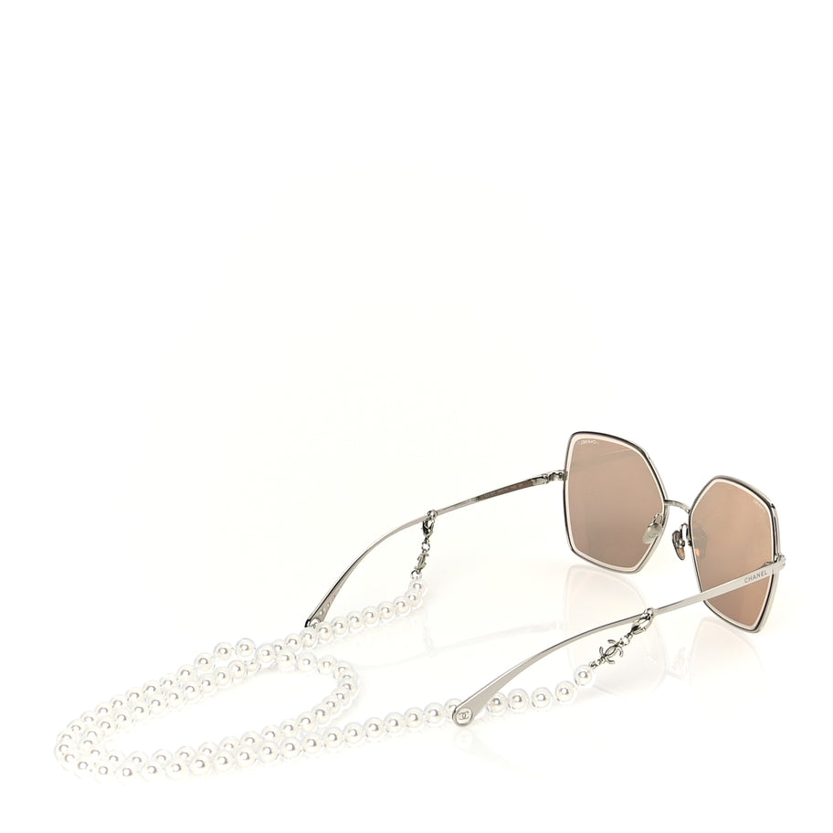Chanel Butterfly Removable Pearl Chain Sunglasses 4262 Silver Image 4
