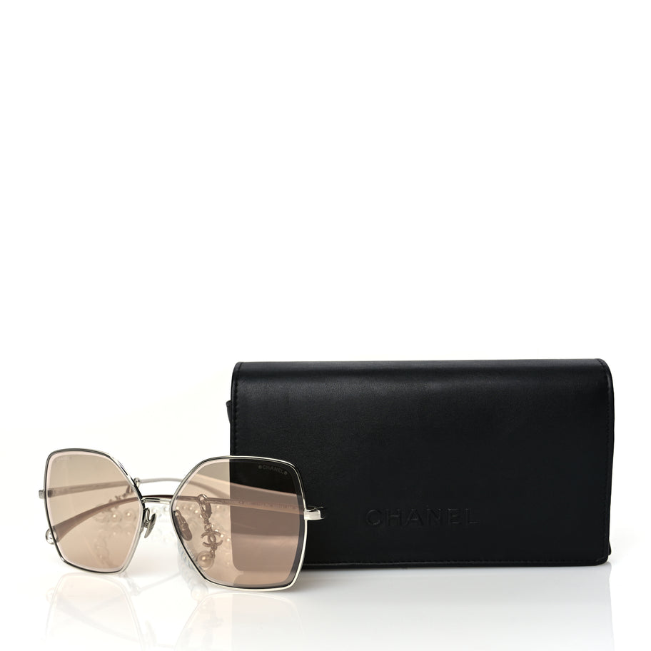 Chanel Butterfly Removable Pearl Chain Sunglasses 4262 Silver Image 7