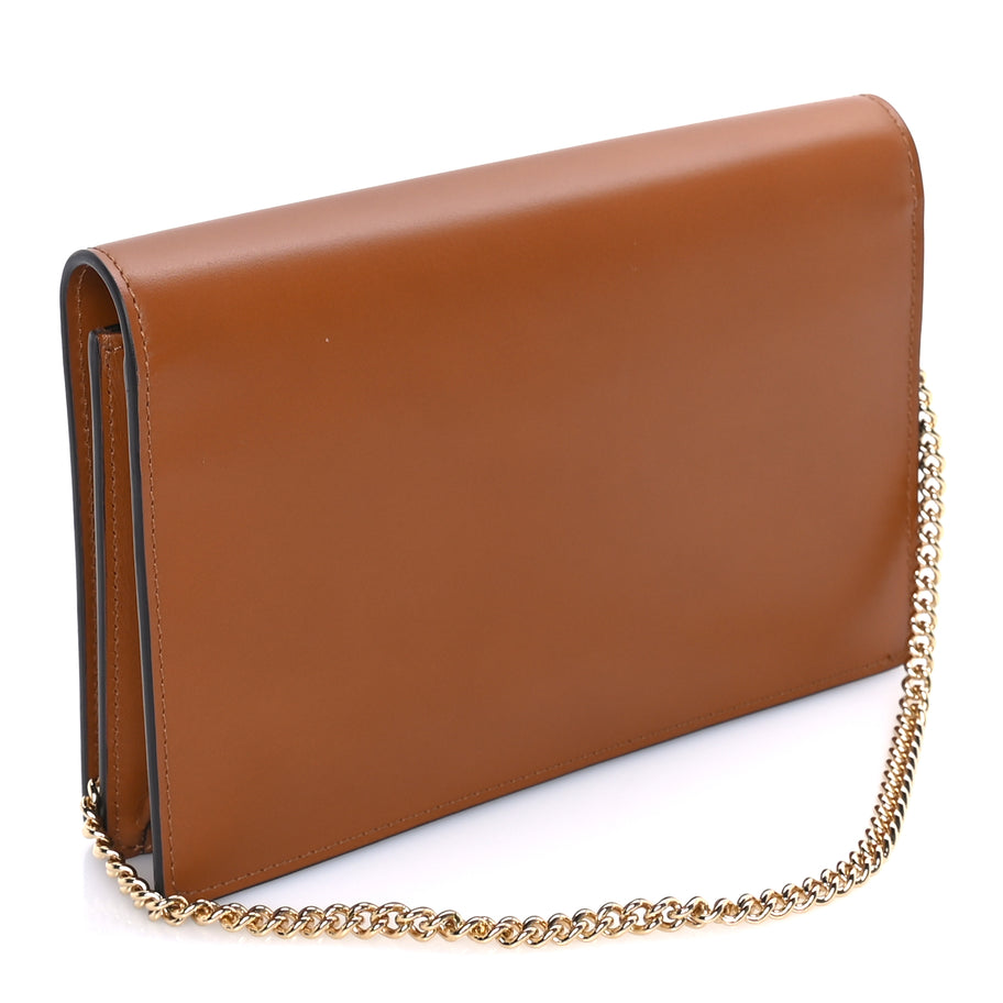 Fendi Vitello King Tamponato Logo Embossed Medium Wallet On Chain  Cuoio Image 2