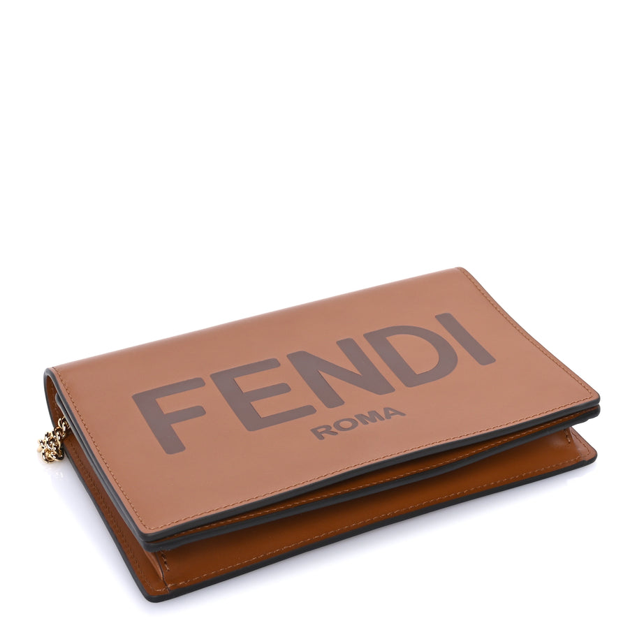 Fendi Vitello King Tamponato Logo Embossed Medium Wallet On Chain  Cuoio Image 3