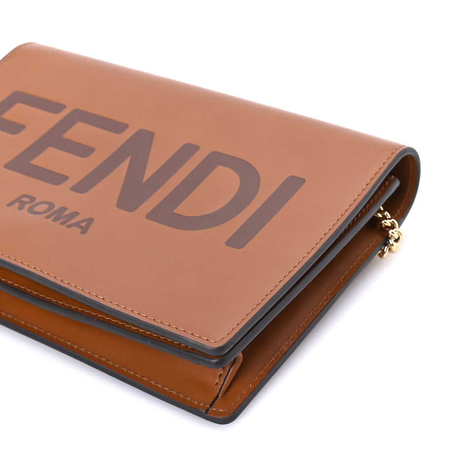 Fendi Vitello King Tamponato Logo Embossed Medium Wallet On Chain  Cuoio Image 8