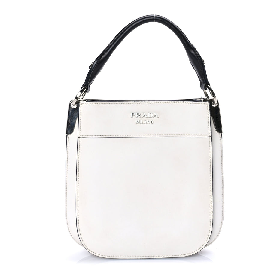 Prada City Calfskin Small Margit Bag  White Black Image 1