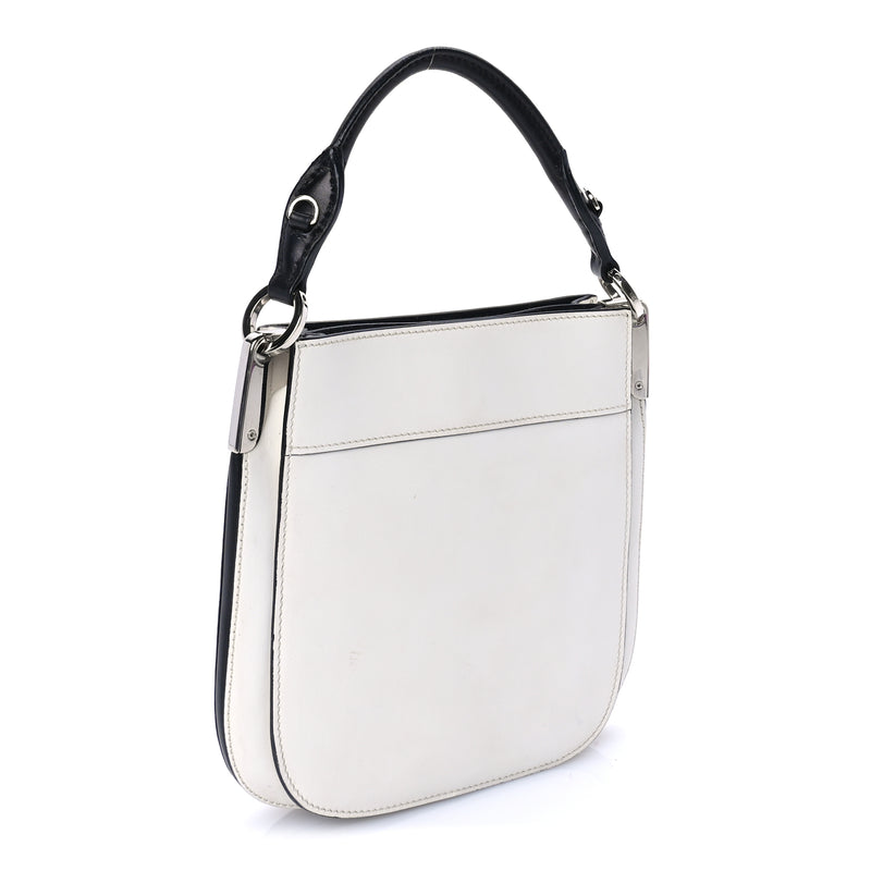  Prada City Calfskin Small Margit Bag  White Black