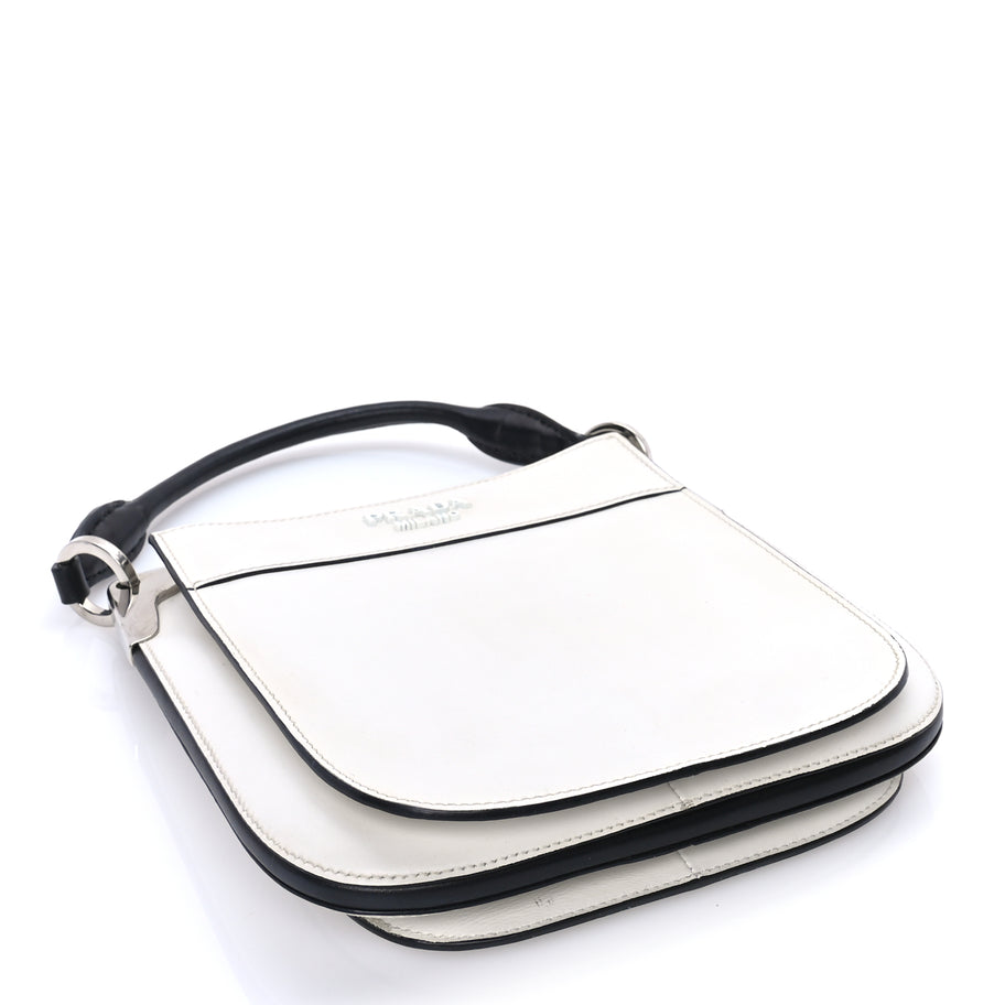 Prada City Calfskin Small Margit Bag  White Black Image 3