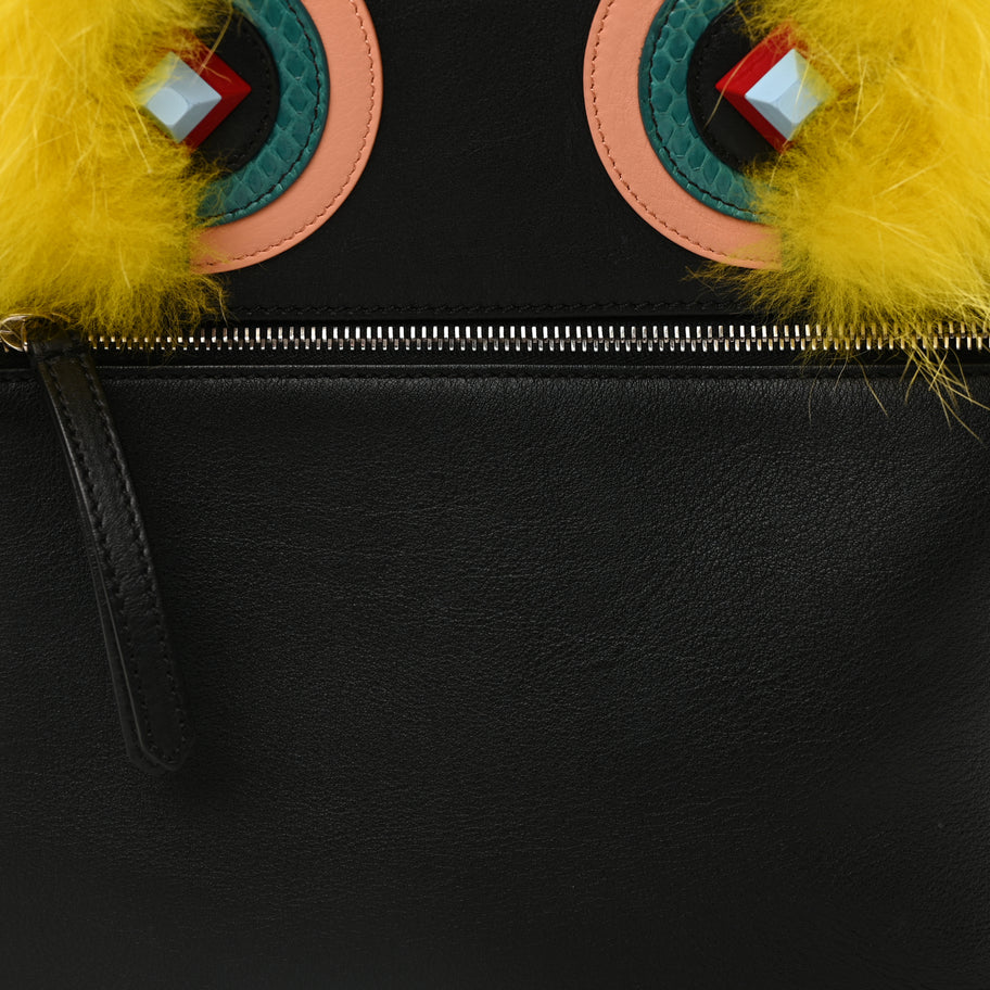 Fendi Vitello Dolce Fox Elaphe Ayers Hypnoteyes Large Backpack  Black Giallo Multicolor Image 6