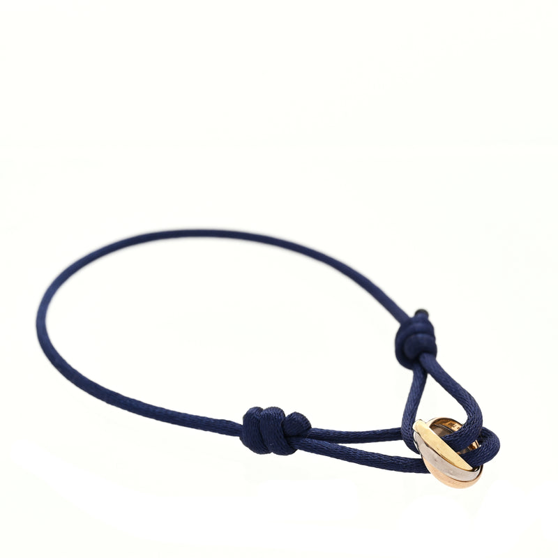  Cartier 18K Pink Yellow White Gold Trinity Adjustable Cord Bracelet  Navy