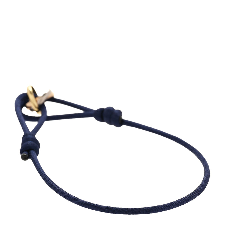  Cartier 18K Pink Yellow White Gold Trinity Adjustable Cord Bracelet  Navy