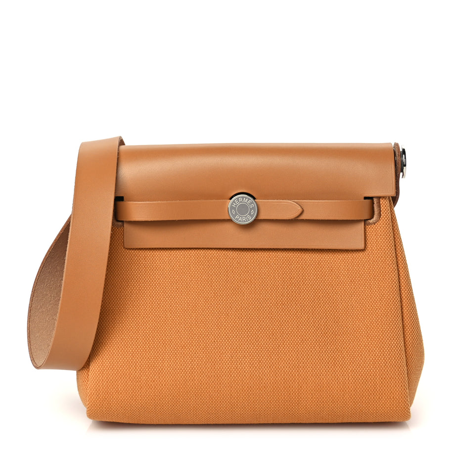 Hermes Military Toile Vache Hunter Herbag Zip Retourne 20 Naturel Sable Image 1