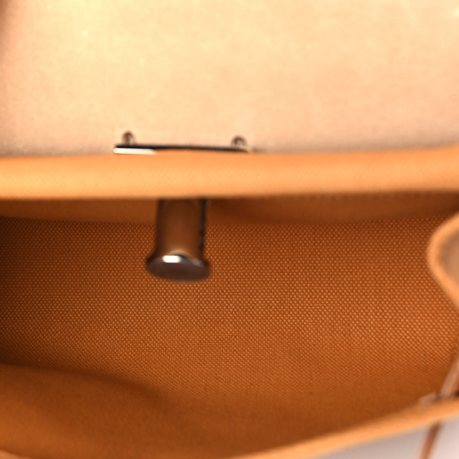 Hermes Military Toile Vache Hunter Herbag Zip Retourne 20 Naturel Sable Image 7