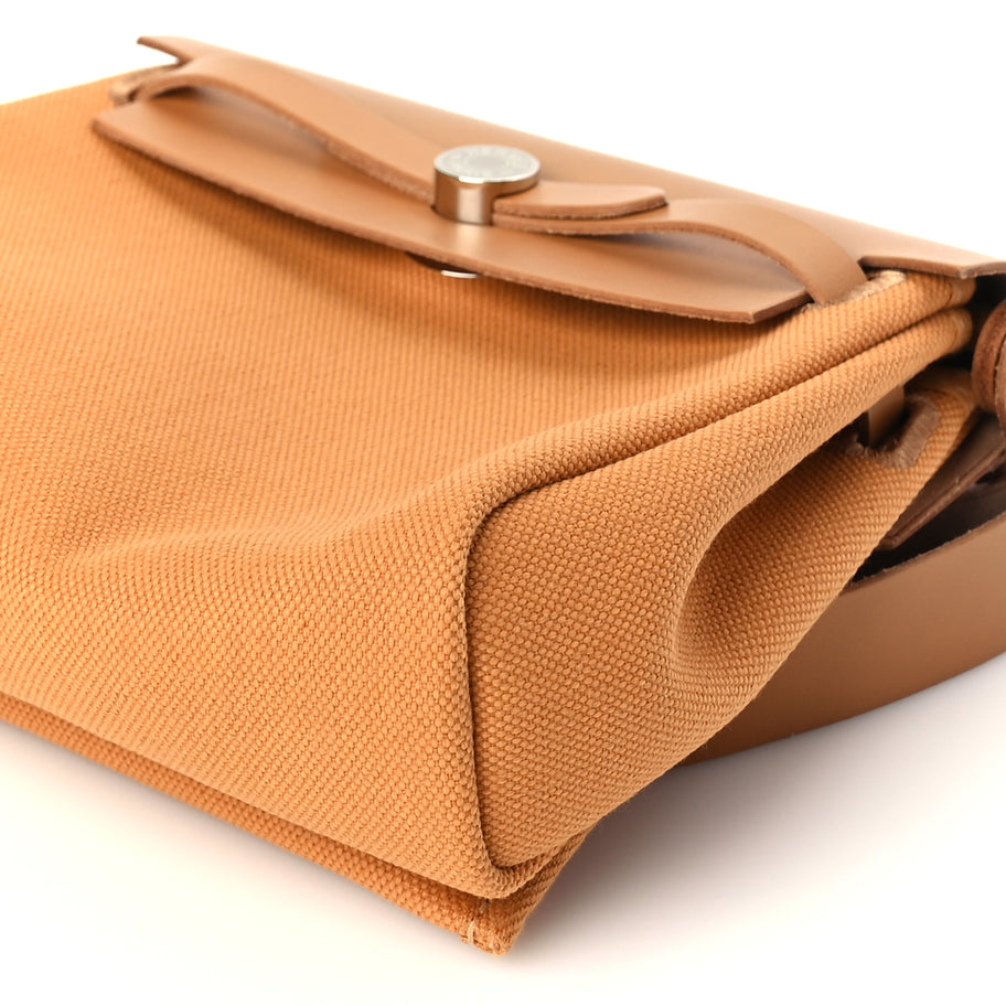 Hermes Military Toile Vache Hunter Herbag Zip Retourne 20 Naturel Sable Image 15