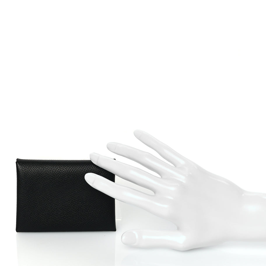 Hermes Epsom Calvi Duo Card Case Black Image 2