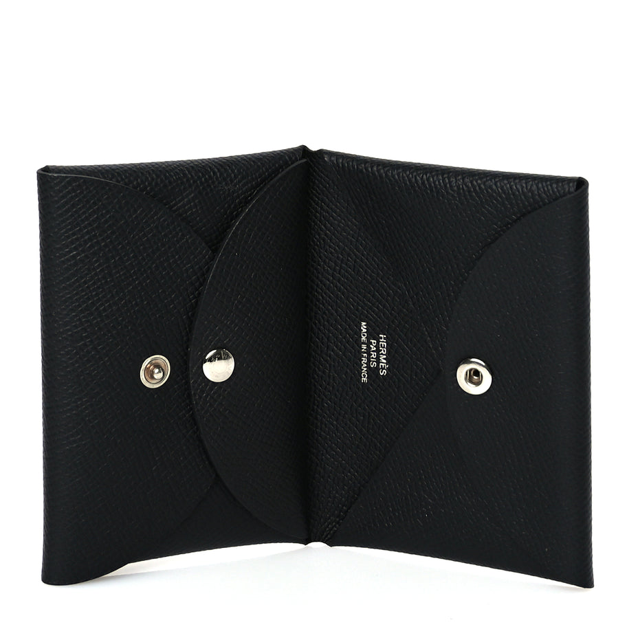 Hermes Epsom Calvi Duo Card Case Black Image 5