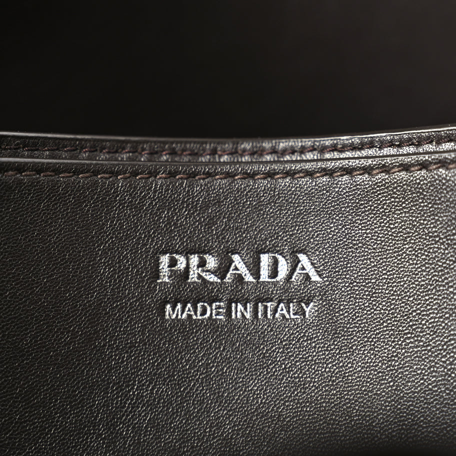 Prada Nappa Vintage Effect Large Buckle Bag With Belt Dark Brown Image 5