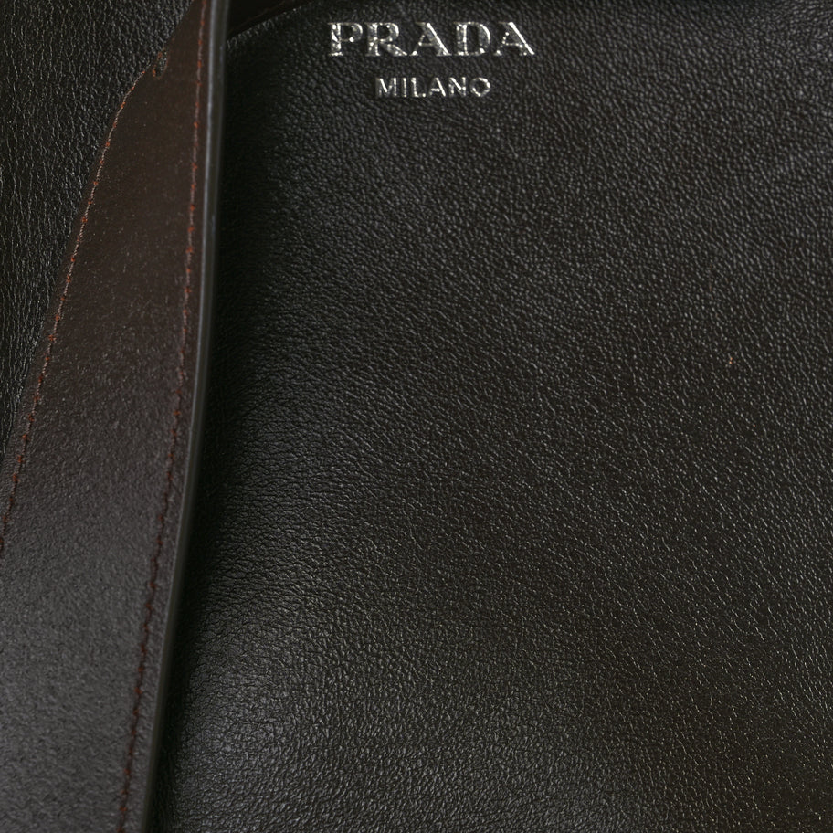Prada Nappa Vintage Effect Large Buckle Bag With Belt Dark Brown Image 6