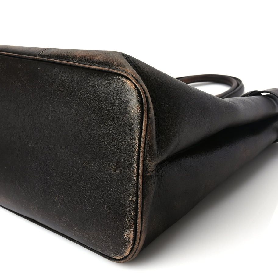 Prada Nappa Vintage Effect Large Buckle Bag With Belt Dark Brown Image 8