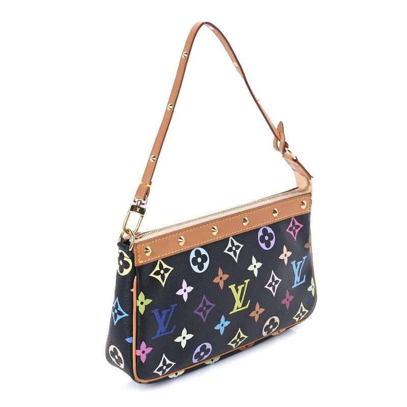  Louis Vuitton Monogram Multicolor Pochette Accessories  Black