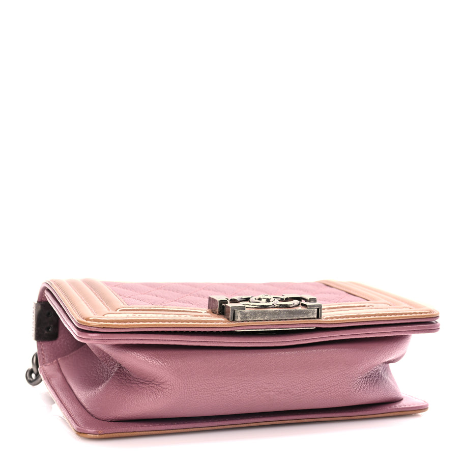 Chanel Goatskin Quilted Patent Small Duo Boy Flap Pink Image 3