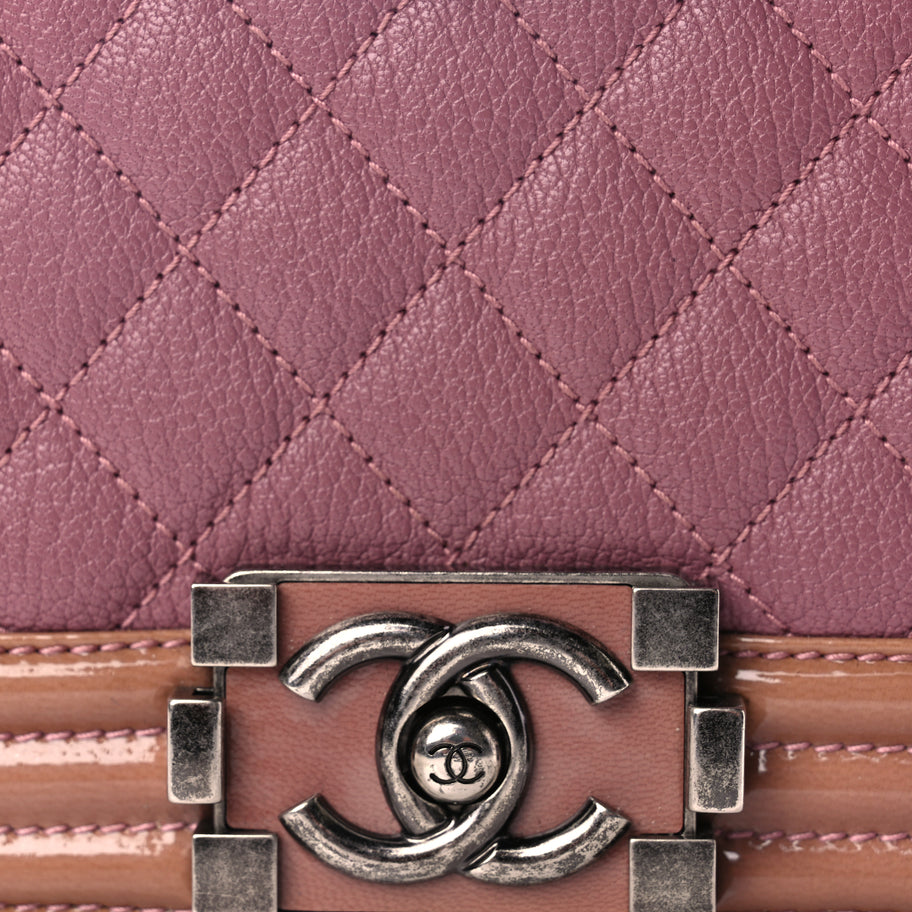 Chanel Goatskin Quilted Patent Small Duo Boy Flap Pink Image 4
