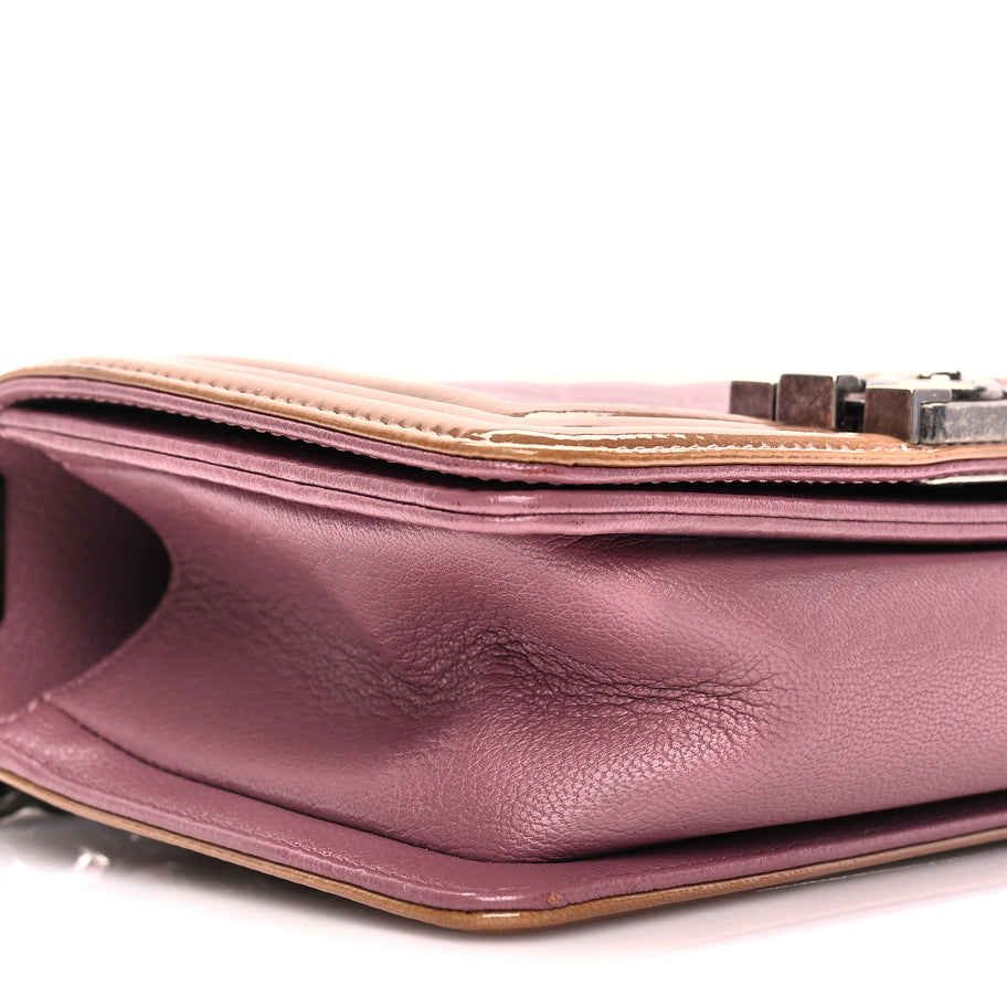 Chanel Goatskin Quilted Patent Small Duo Boy Flap Pink Image 8