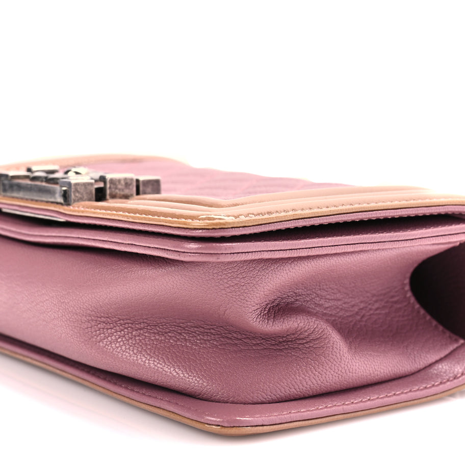 Chanel Goatskin Quilted Patent Small Duo Boy Flap Pink Image 9