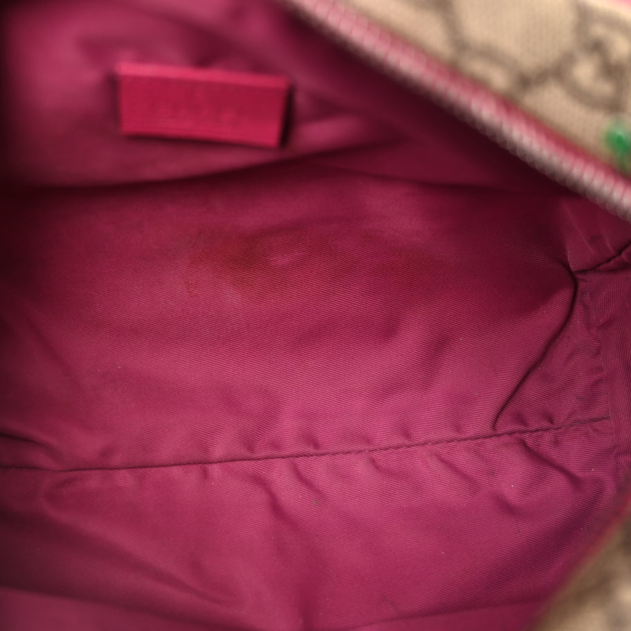 Gucci GG Supreme Monogram Web Textured Dollar Calfskin Dragon Bowling Bag Pink Image 4