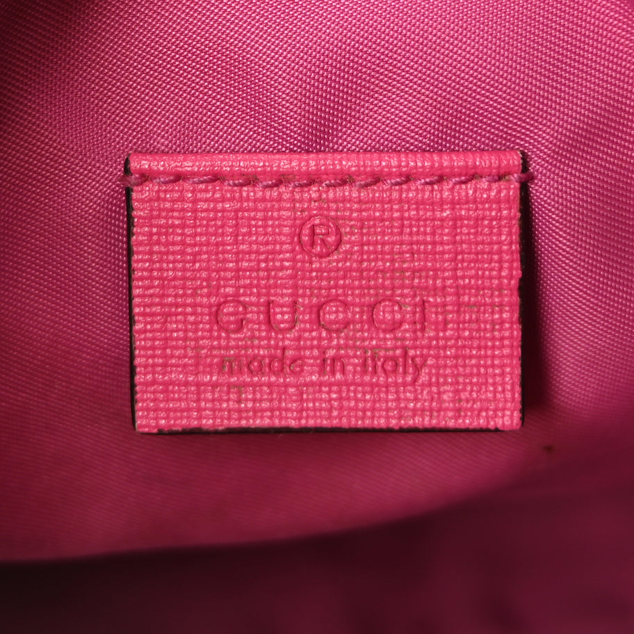 Gucci GG Supreme Monogram Web Textured Dollar Calfskin Dragon Bowling Bag Pink Image 5