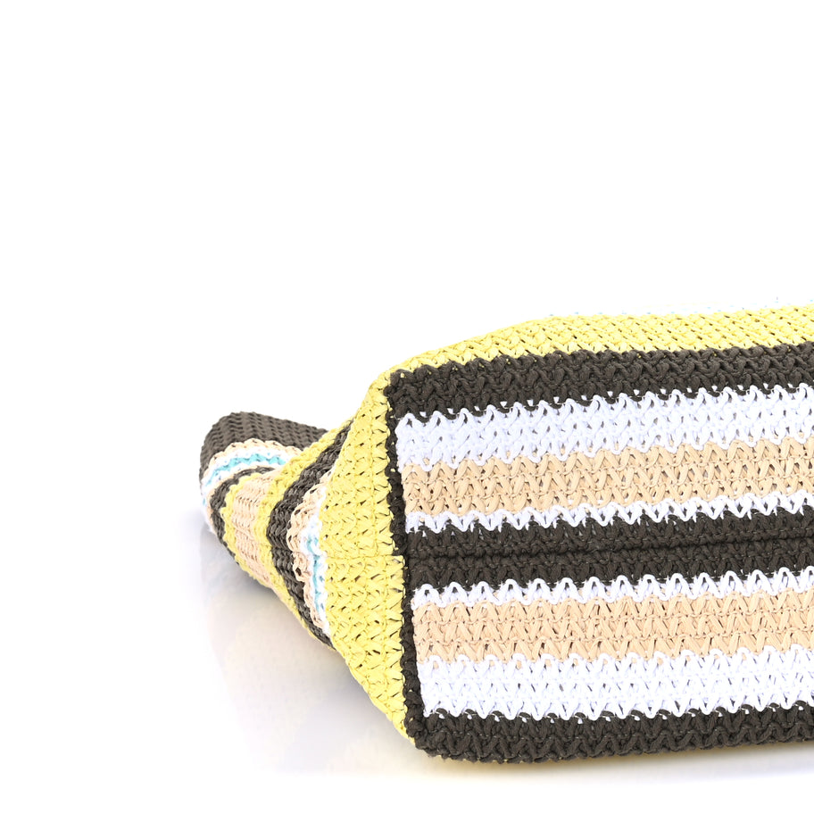 Miu Miu Raffia Crochet Stripe Tote Bag Tundra Limone Natural Image 7