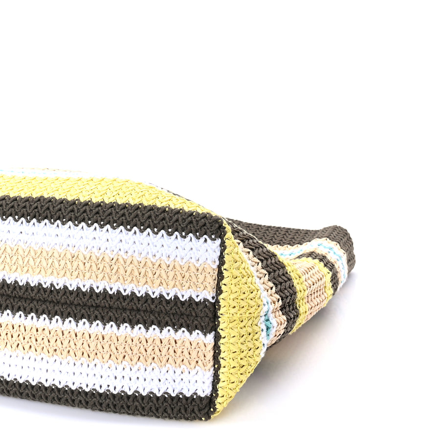 Miu Miu Raffia Crochet Stripe Tote Bag Tundra Limone Natural Image 8