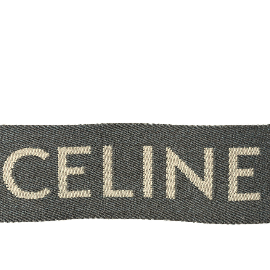 Celine Jacquard Wool Logo Long Strap Grey White Image 3