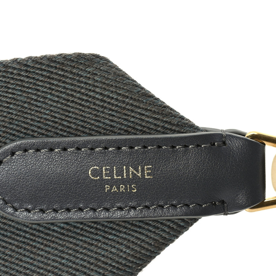 Celine Jacquard Wool Logo Long Strap Grey White Image 4