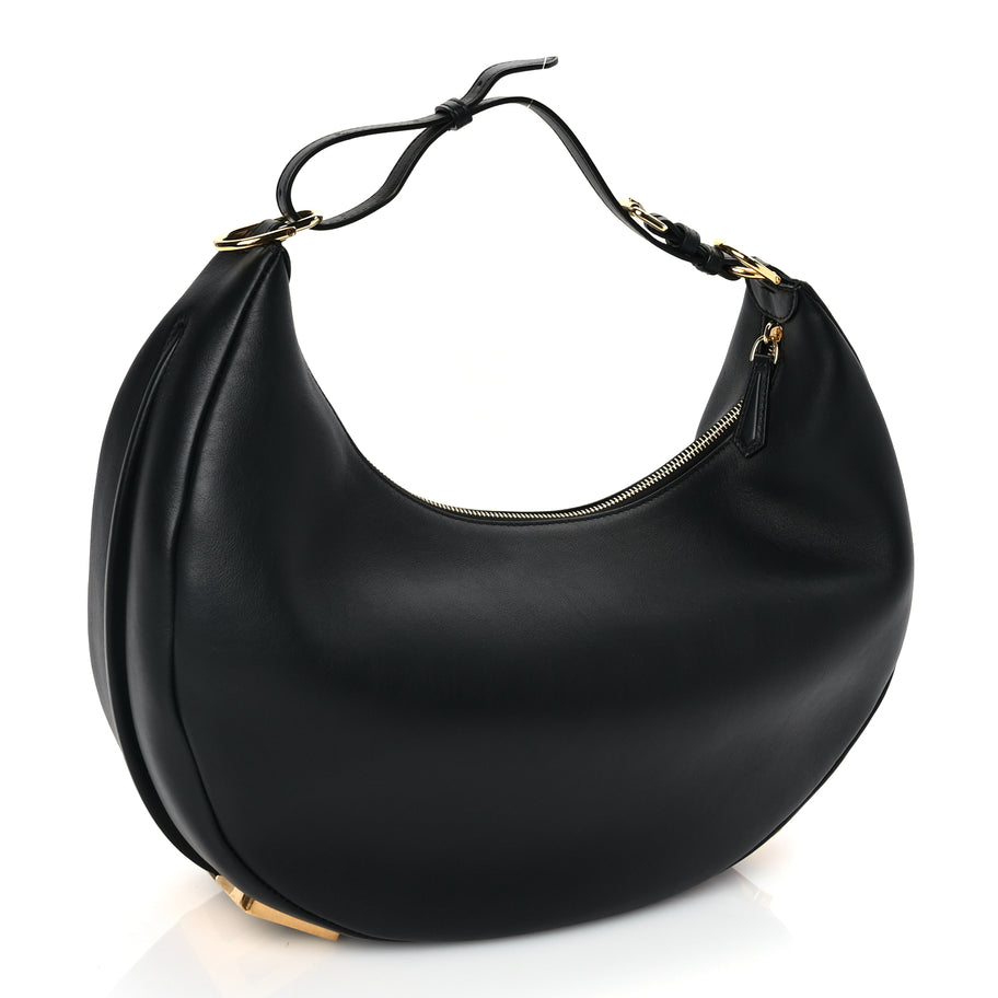 Fendi Vitello Grace Matte Medium Fendigraphy Hobo Bag Black Image 2