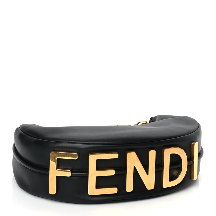 Fendi Vitello Grace Matte Medium Fendigraphy Hobo Bag Black Image 3