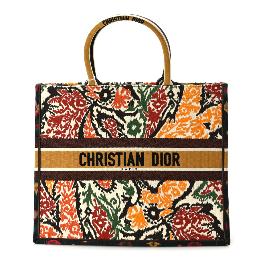 Christian Dior Canvas Embroidered Large Paisley Book Tote Multicolor Image 1