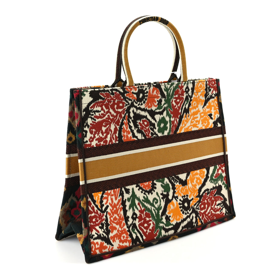 Christian Dior Canvas Embroidered Large Paisley Book Tote Multicolor Image 2