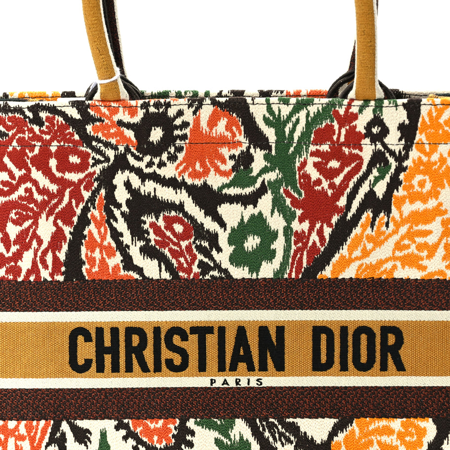 Christian Dior Canvas Embroidered Large Paisley Book Tote Multicolor Image 6