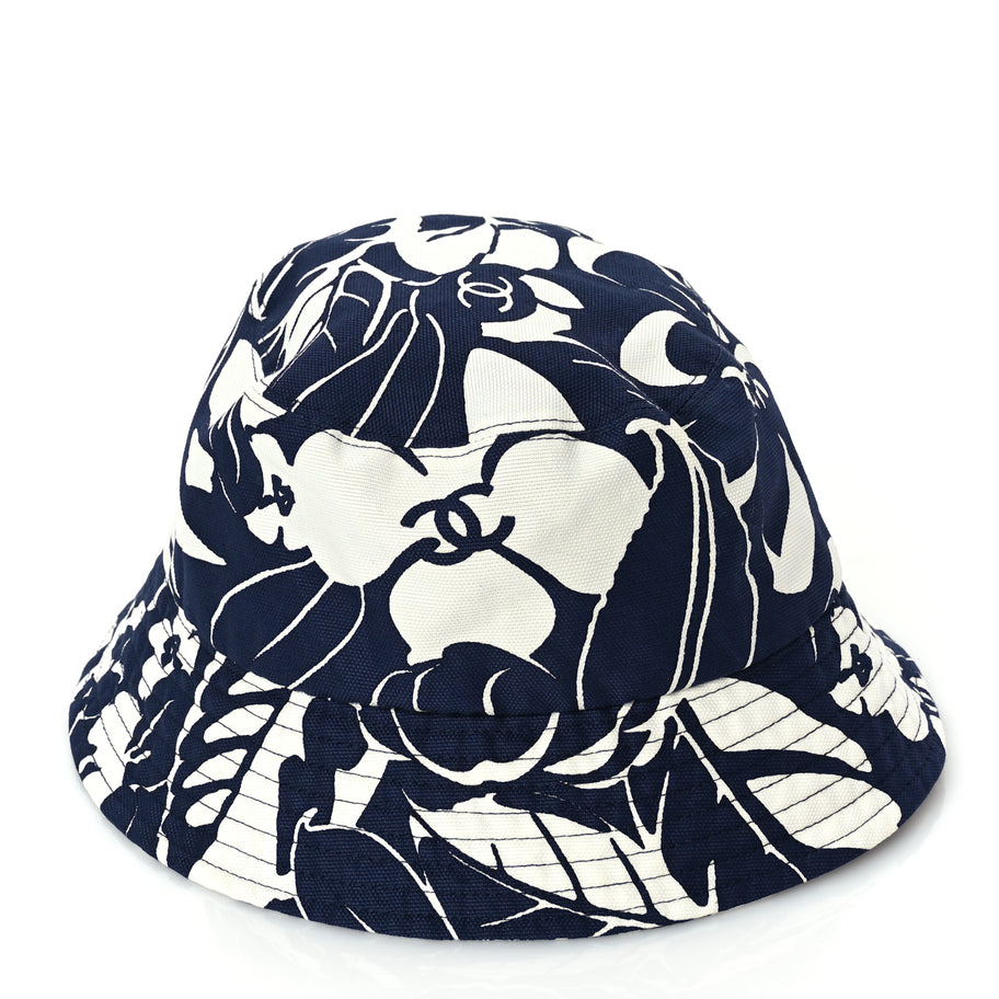 Chanel Cotton Canvas Bucket Hat L Navy Ivory Image 3