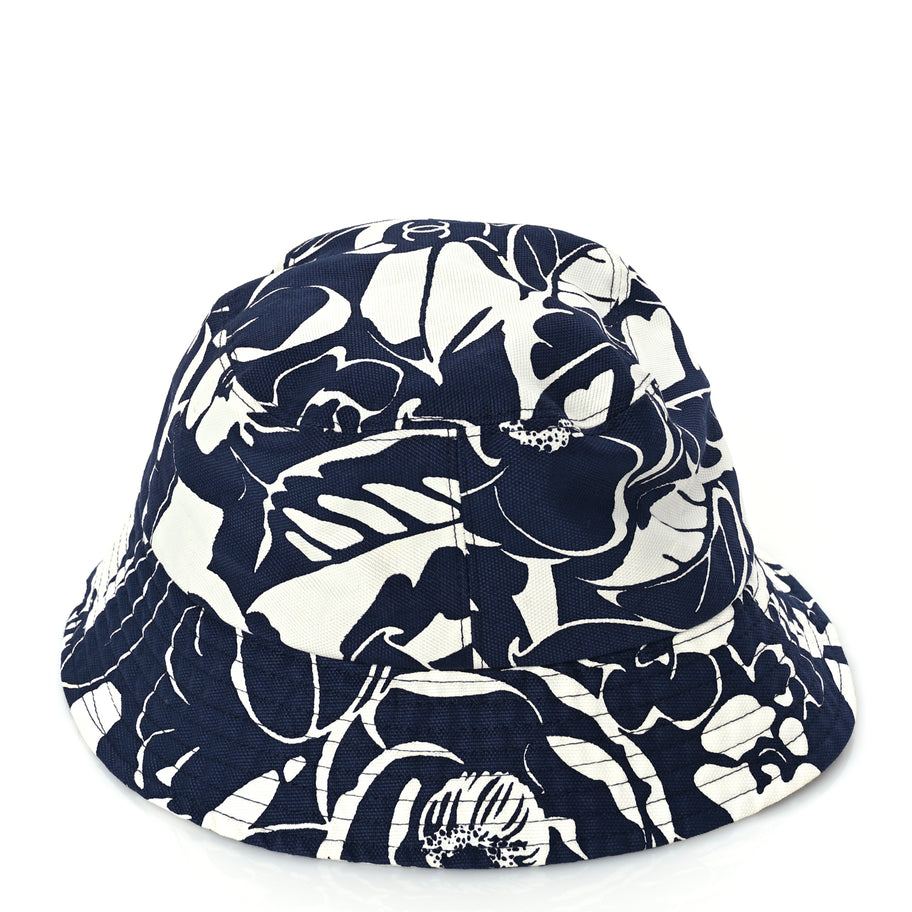 Chanel Cotton Canvas Bucket Hat L Navy Ivory Image 6