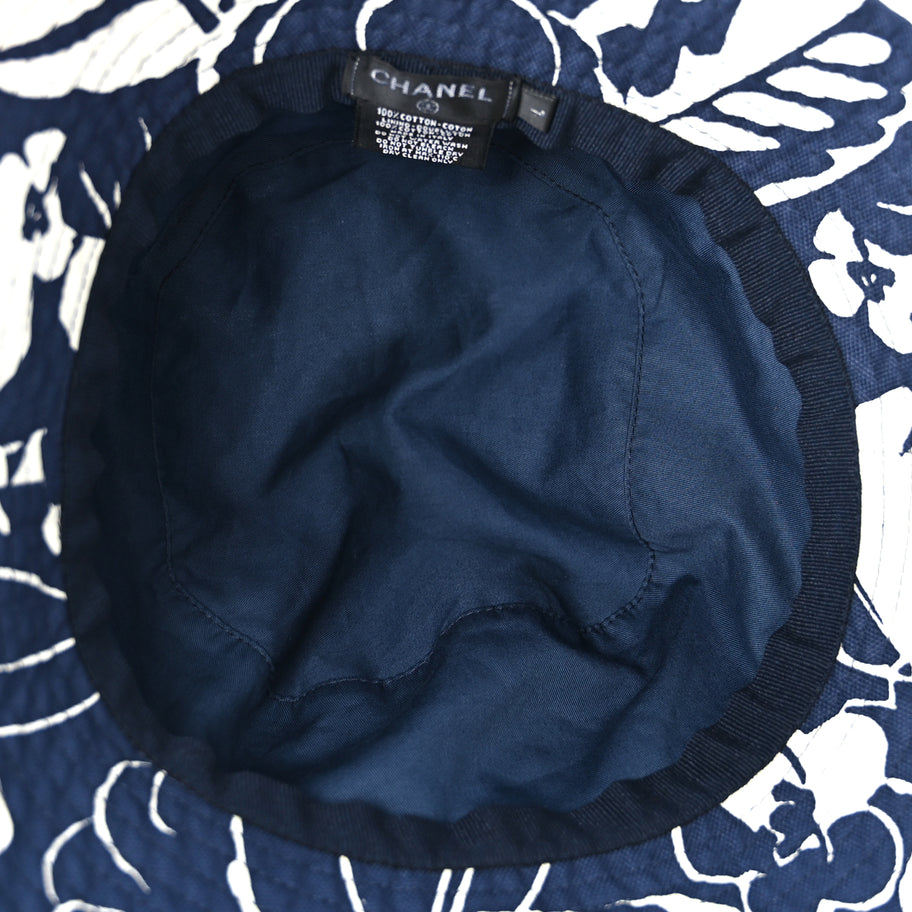 Chanel Cotton Canvas Bucket Hat L Navy Ivory Image 7