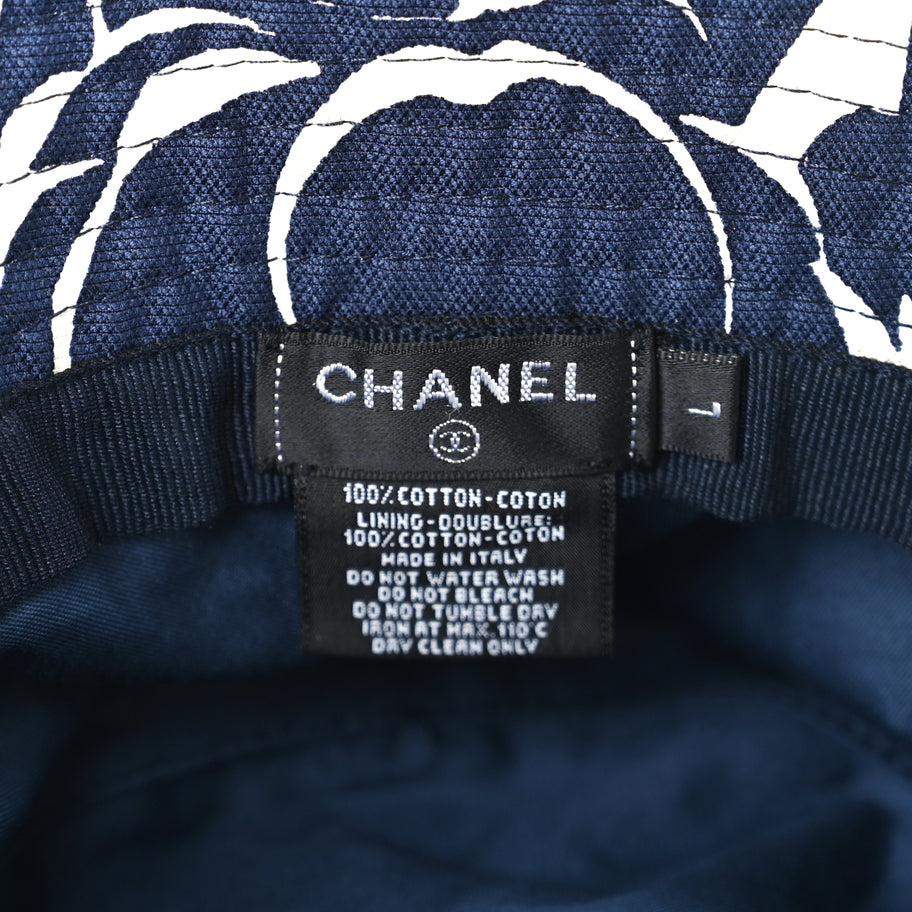 Chanel Cotton Canvas Bucket Hat L Navy Ivory Image 8