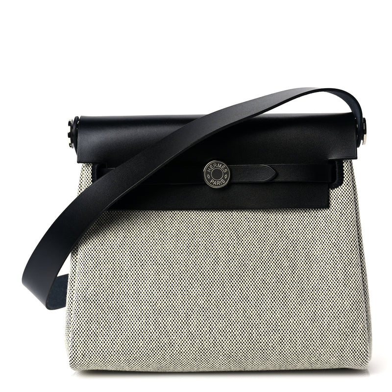  Hermes Military Toile Vache Hunter Herbag Zip Retourne 20 Ecru Black