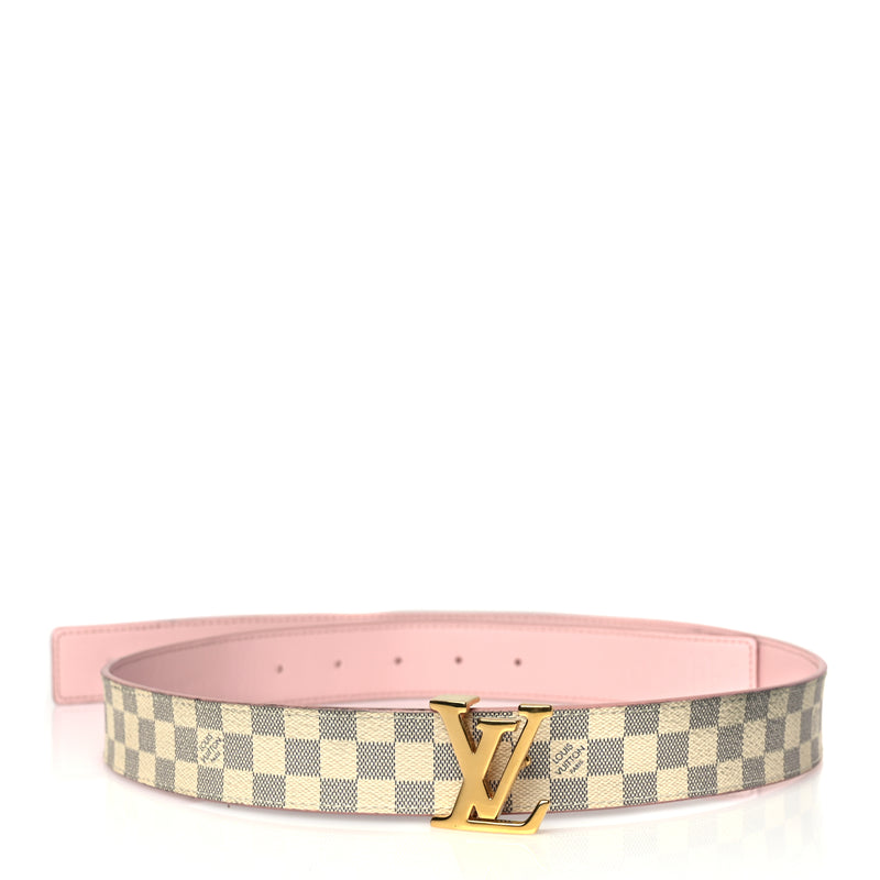  Louis Vuitton Damier Azur 30mm LV Initiales Reversible Belt 85 34 Pink