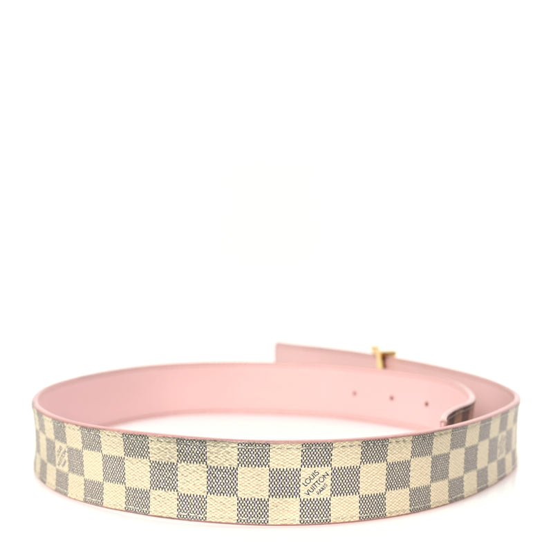  Louis Vuitton Damier Azur 30mm LV Initiales Reversible Belt 85 34 Pink